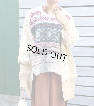 画像1: 30%OFF！アウトサイドフィッシャーマンワイドニットトップ　circa make outside fisherman wide knit top《セール商品につき返品不可》