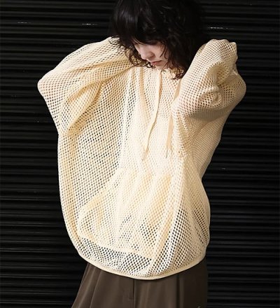 画像1: メッシュニットフーディプルオーバー　MESH KNIT HOODIE PO