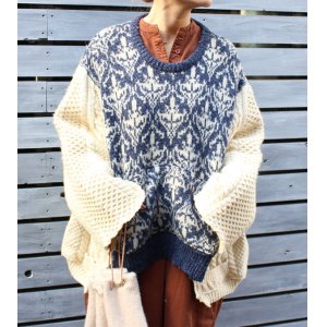 画像: アウトサイドノルディックワイドニットトップ(フロント/ノルディック)　circa make outside nordic wide knit top