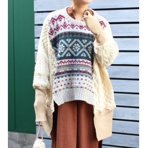 画像: アウトサイドフィッシャーマンワイドニットトップ　circa make outside fisherman wide knit top