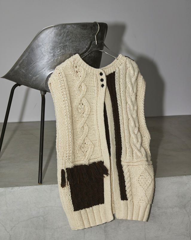 20%OFF！パッチワークハンドニットベスト Patchwork Handknit Vest