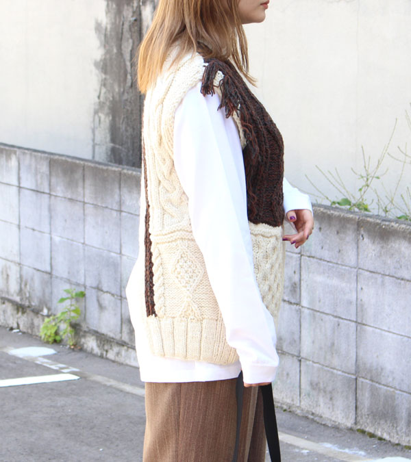 20%OFF！パッチワークハンドニットベスト Patchwork Handknit Vest