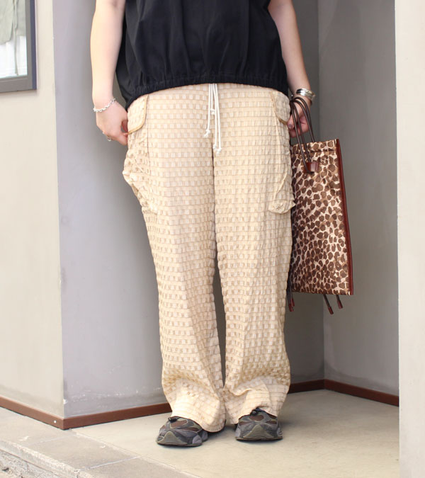 画像1: 20%OFF！ウエストギャザージャガードパンツ　Waistgather Jacquard Pants《セール商品につき返品不可》